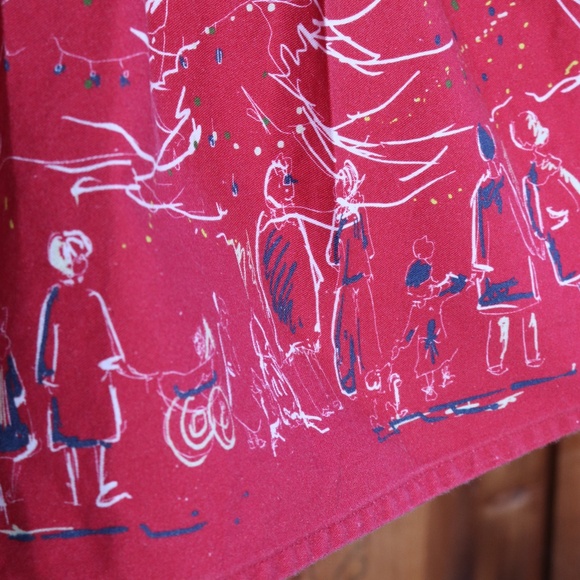 Palava Red 100% Cotton Long Sleeve Festive Holiday Christmas Dress - Picture 14 of 16